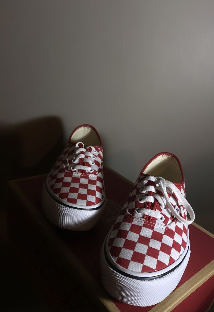 Checkered Board Red & White Platform Vans