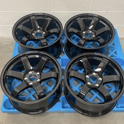 NEW 18 INCH TE37 SAGA S-PLUS RACING STYLE WHEELS 18X8.5/9.5 +35/+30 5X114.3