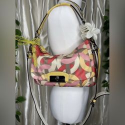 Y2k Coach Kristin Muti Coral Pink Shoul-der Handbag Patent Leather  Size L 11 \ H7