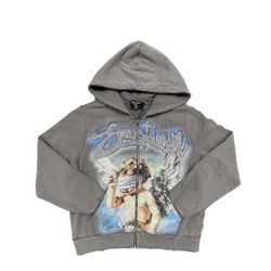 Mixed Emotions Rhinestone Hoodie Grey