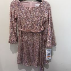 Rare Editions Girls Sequined Dress/blush/size 7/nwt
