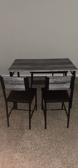 Dinning table with 2 chairs and long bench