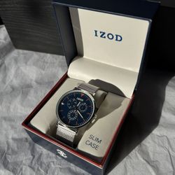 IZOD Men’s Chronograph Watch – Slim Case, Stainless Steel Mesh Band (New)