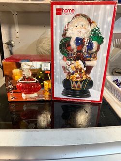Christmas Decor Lot – Glass Santa & Snowman Jar