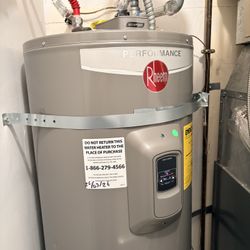 Rheem 50-Gallon Electric Water Heater – Installed but Never Used – $450