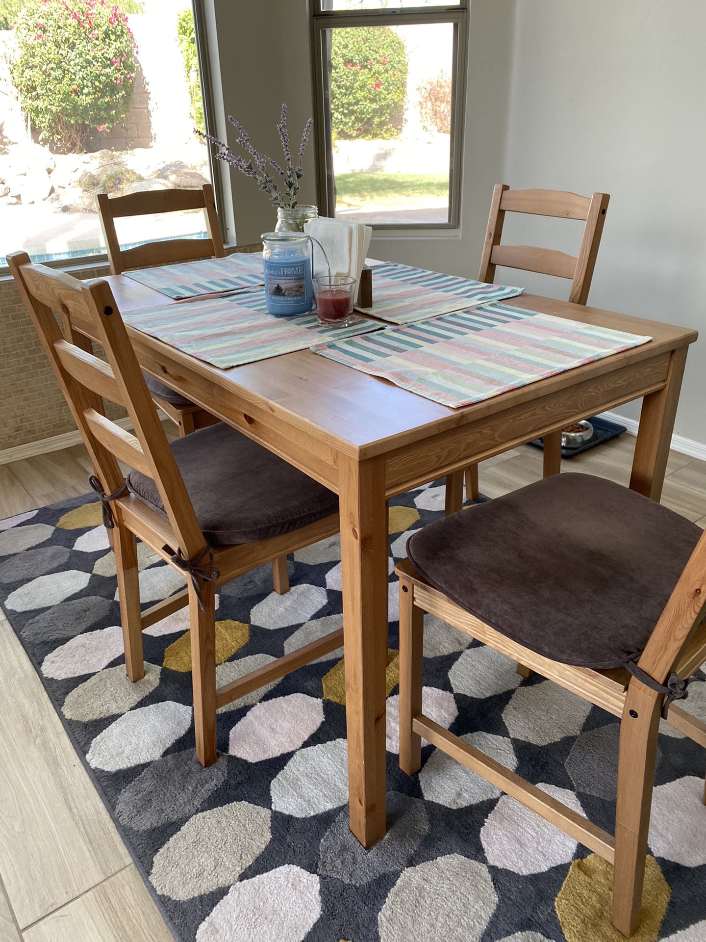 Wooden table and chairs kitchen set