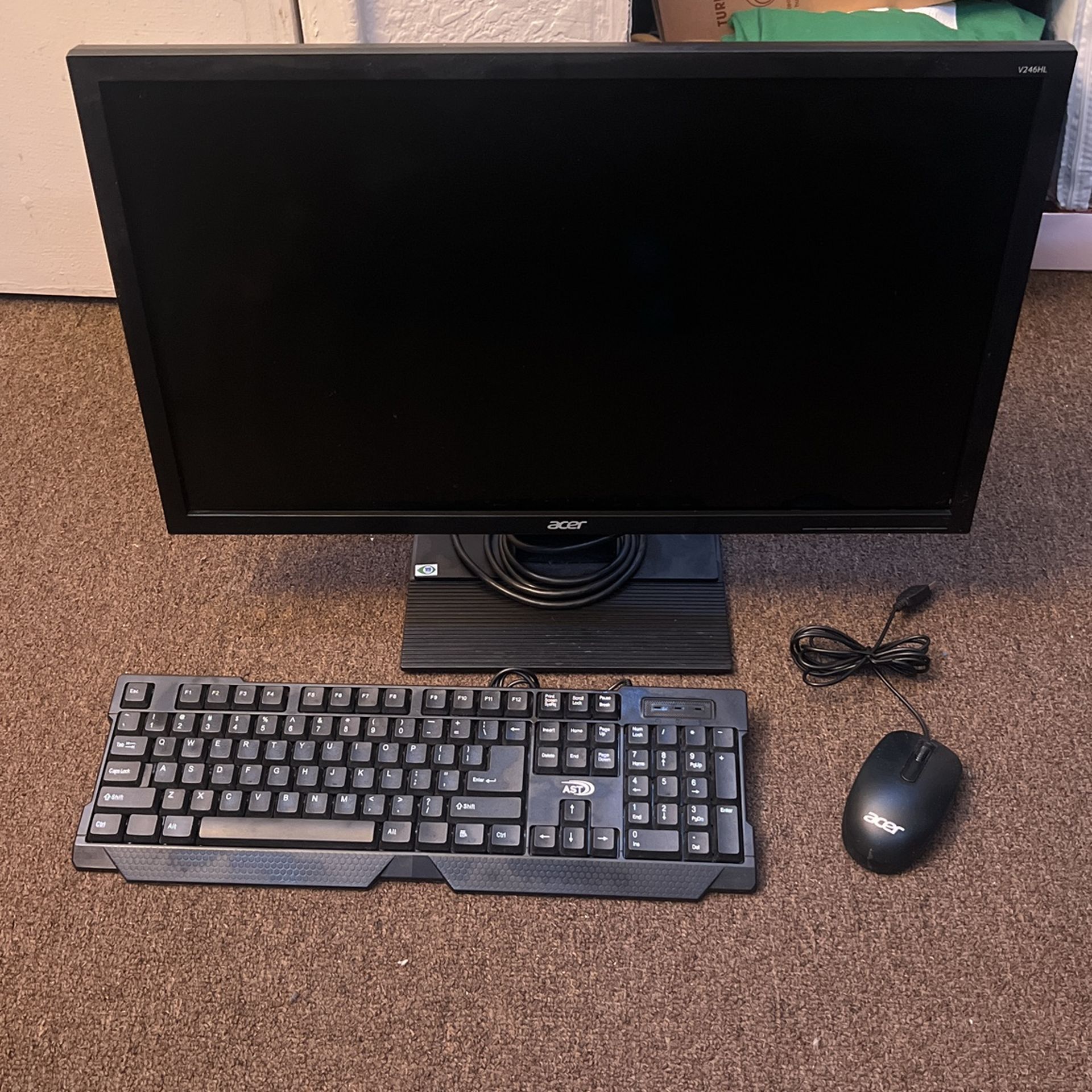 Acer V246HL Monitor | Acer Mouse | AST Keyboard 