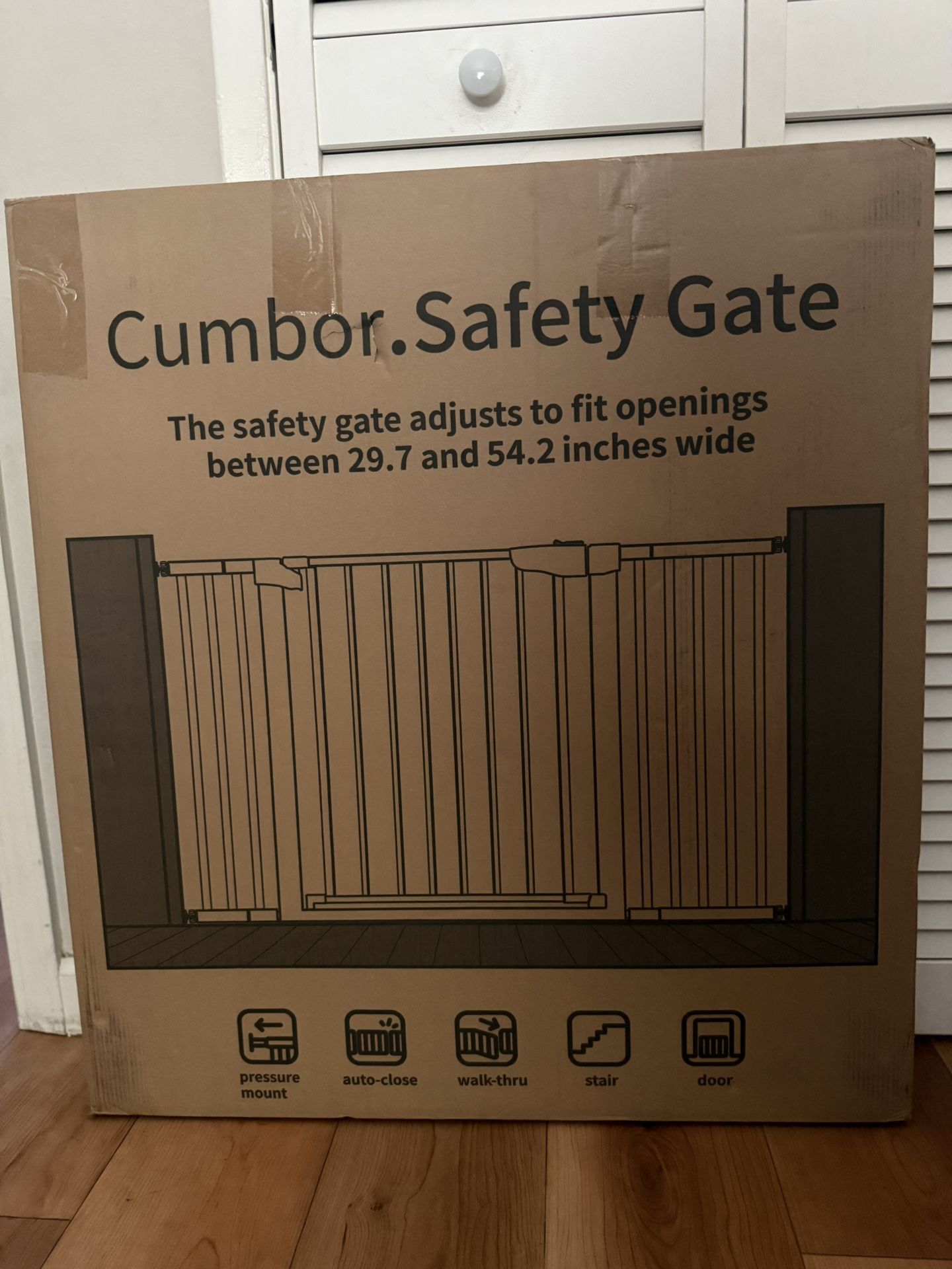 Cumbor safety gate 29.7 & 54.2 Inches wide Brand new in box.