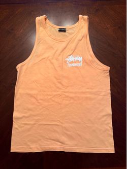 Small Stüssy Honolulu Graphic Tank - Peach With White Logo