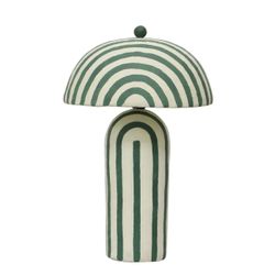 Maiori - Striped Papier Mache Table Lamp Green