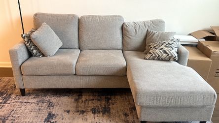 Grey sectional sofa (pillows included)