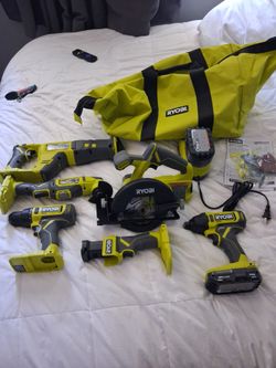 Ryobi cordless tool set brand new 7 please two batteries  and charger