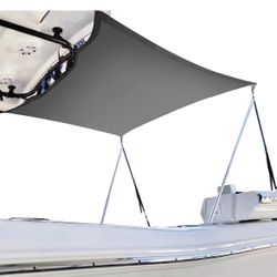 Sun Shade Extension Kit, Boat Sun Shade 800D Polyester Waterproof and UV Resistant Material with Stainless Steel Telescopic Shade Poles, Gray