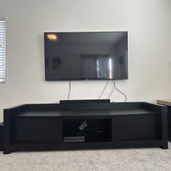 Large Black Wood TV Stand