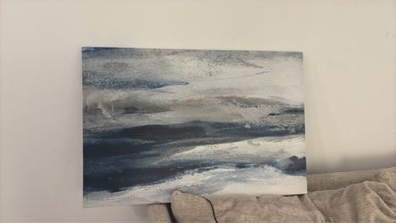 2 canvas print abstract blue paintings