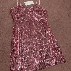 New xl pink sequin party evening dress costume festival stretchy short