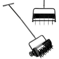 New 20" Rolling Lawn Aerator with Adjustable Steel T-Handle, Manual Spike Soil Aeration for Garden Grass Patio Yard Lawn Aeration (B615)