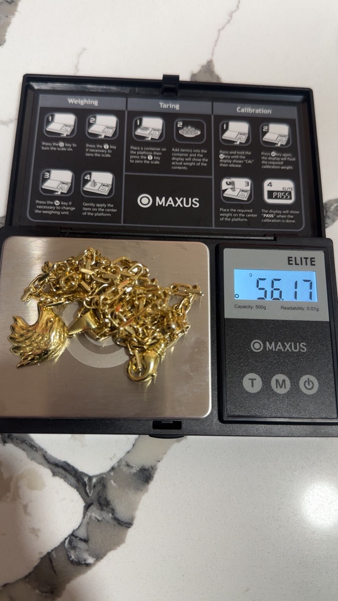 18K Gold Anchor Chain Eagle Pendant