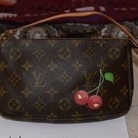LV Pochette Accessories Hand Bag Monogram Cherry