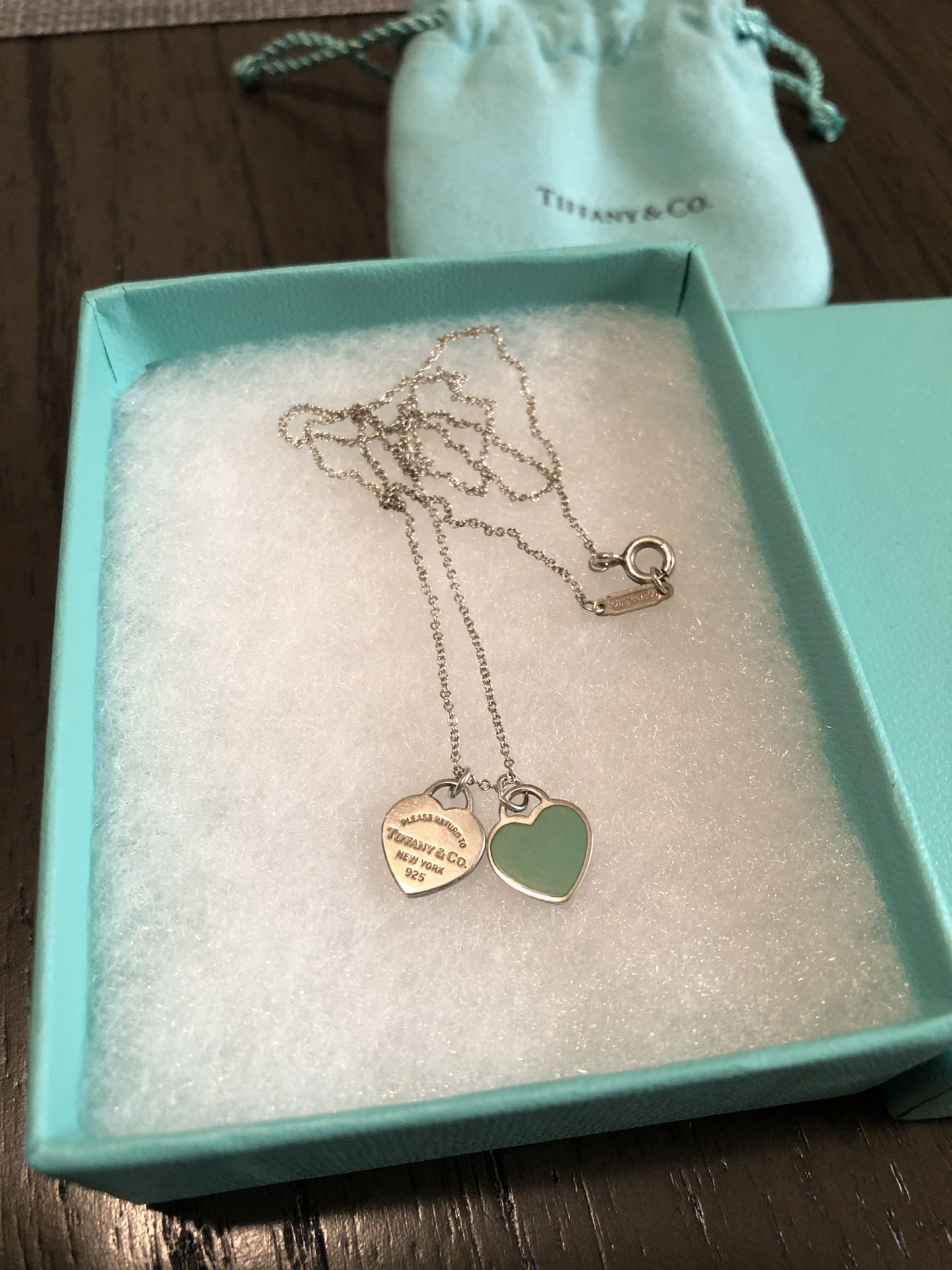 Tiffany necklace double heart tag pendant