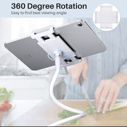 Gooseneck Tablet Holder Stand for Bed: Tryone Adjustable Flexible Arm Tablets Mount Clamp on Table Compatible with iPad Air Mini | Galaxy Tabs | Kindl
