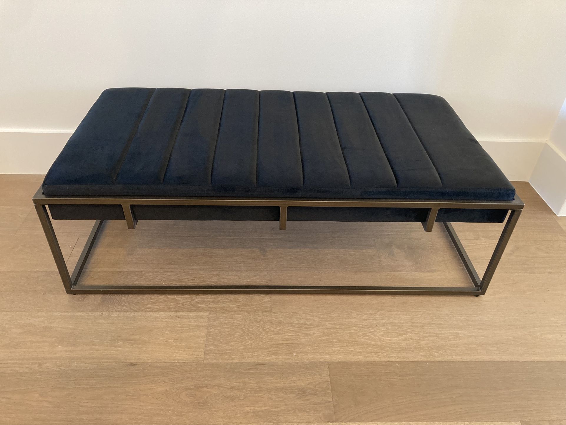 Modern Velvet Bench with Metal Frame – Excellent Condition!