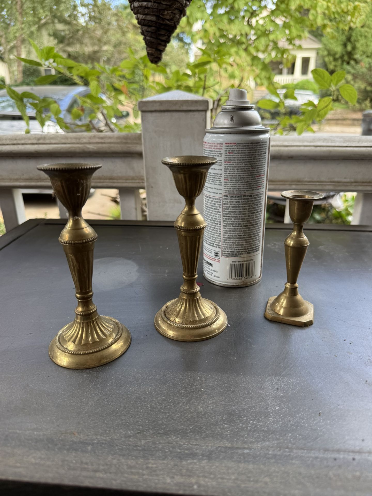 3 BRASS CANDLESTICKS 