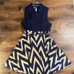 Brand new womans RWish brand Black and Beige colored Chevron Printed Dress Up For Sale  