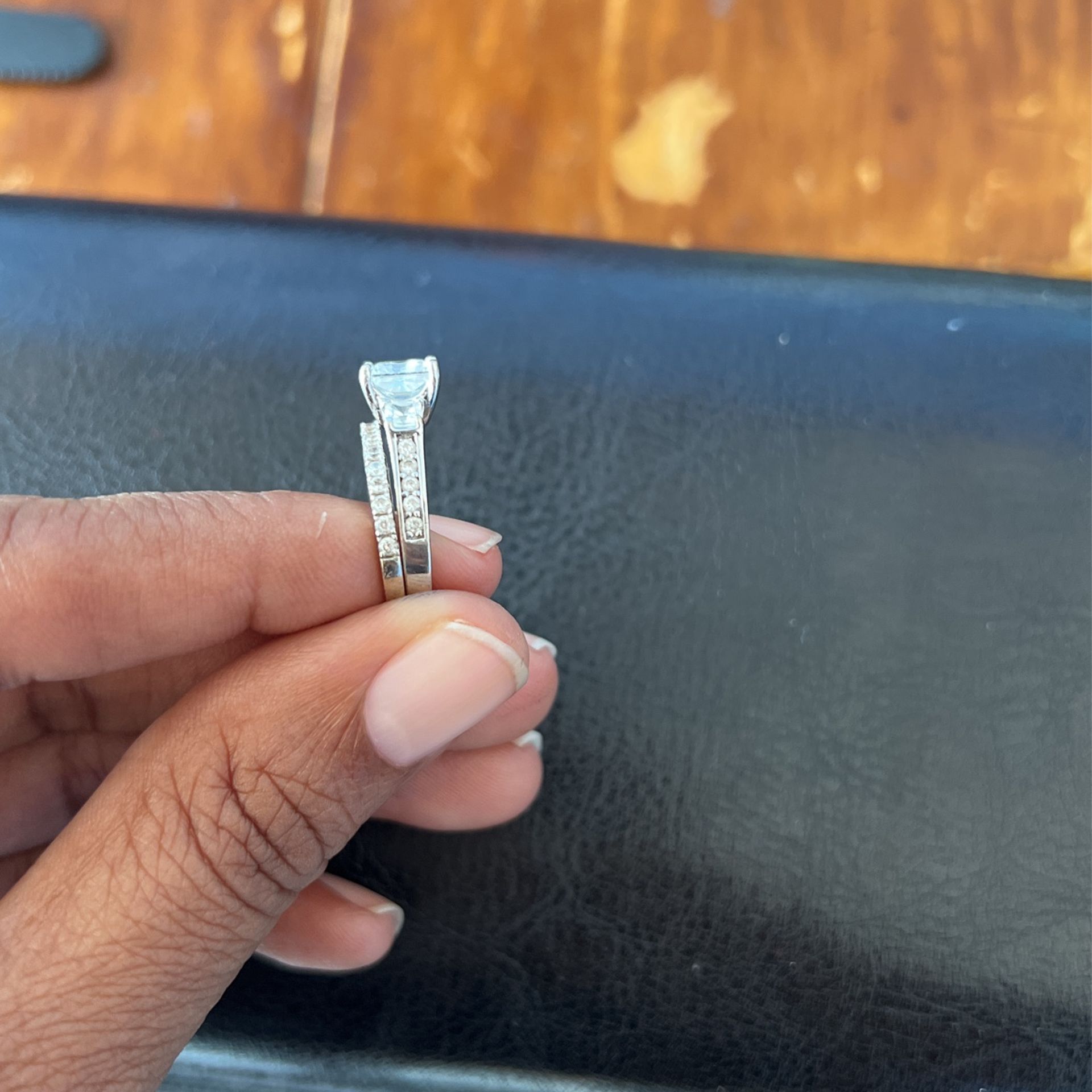 OBO. 10k White Gold Wedding Ring Set