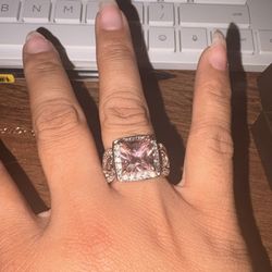 Silver Ring With Pink Stone/Cz’s