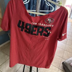 Off the shoulder Niner shirt