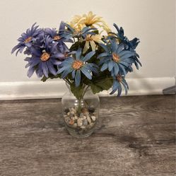 Glass Vase With Artificial Flowers 