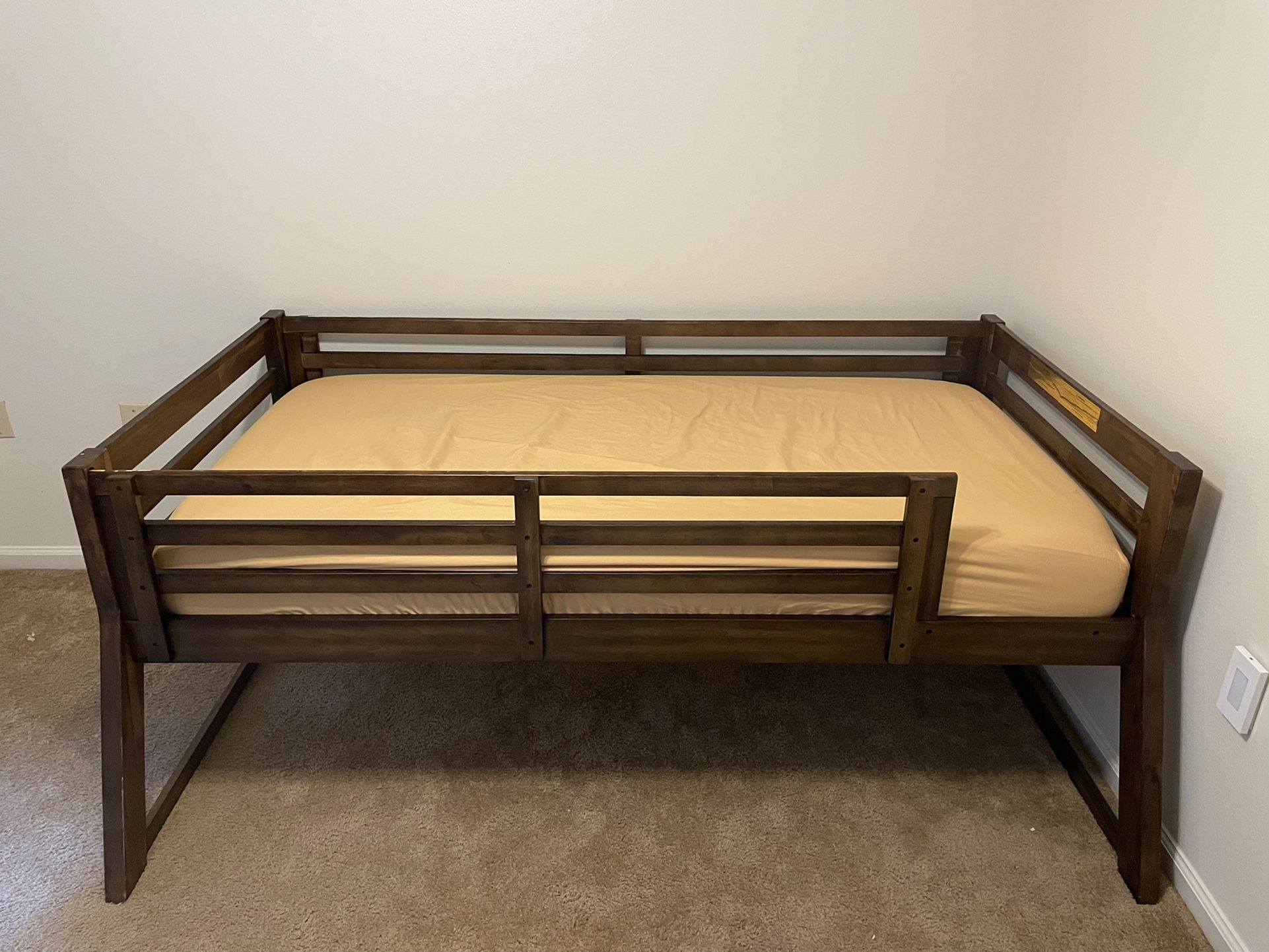 Twin Bed With Raised Wooden Frame