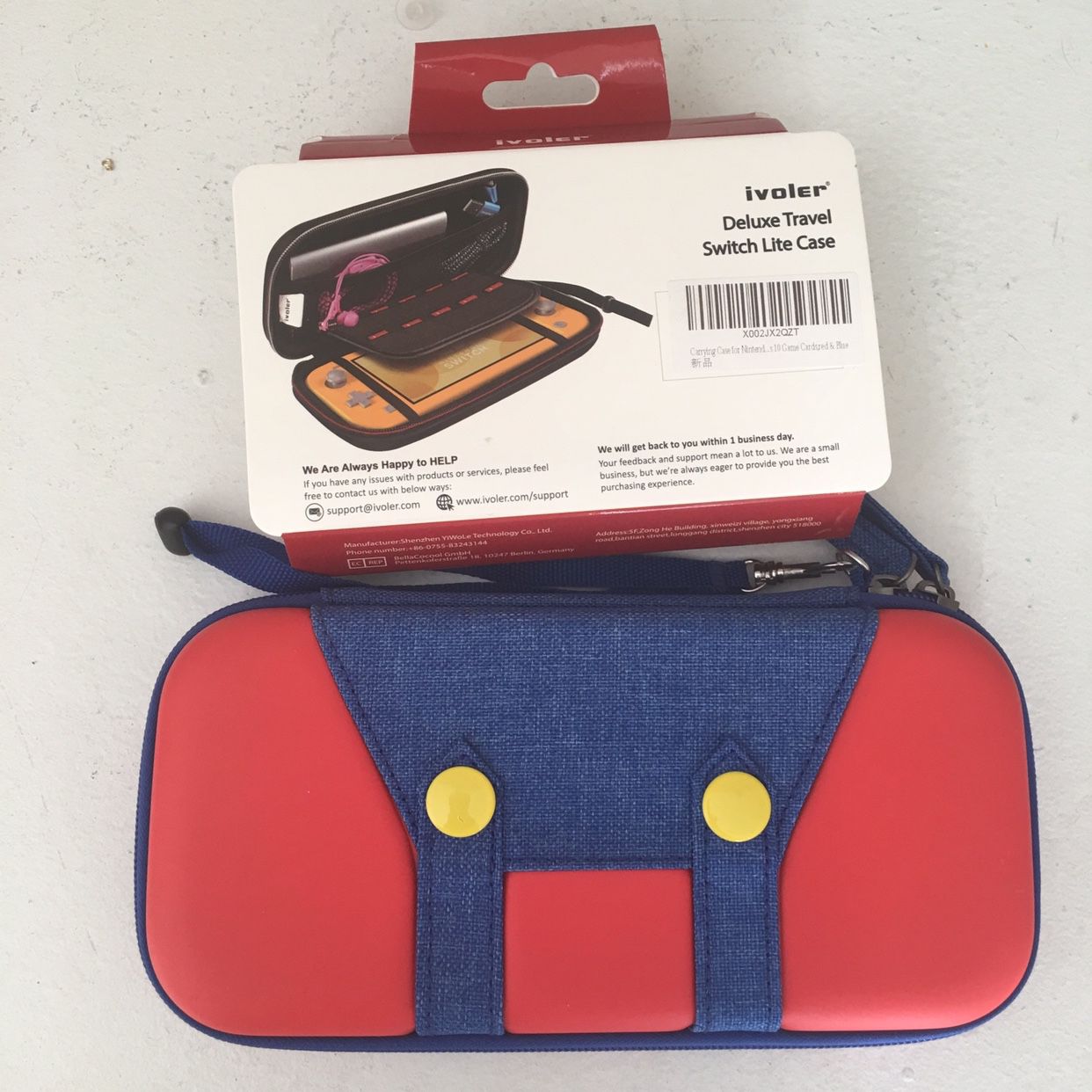 Nintendo Switch Lite Mario Case Red And Blue & Screen Protector New