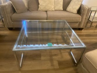 Chrome coffee table with 2 end tables