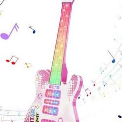 Kids Pink Light-Up Toy Electric Guitar