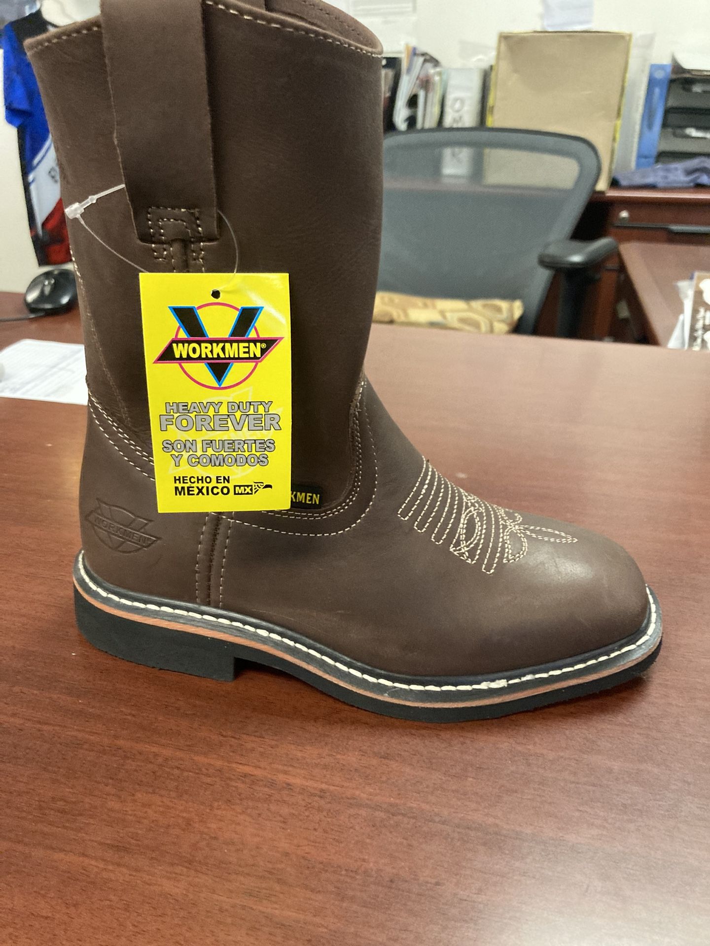 Nuevas Botas De Piel Punta Cuadrada Para Trabajar