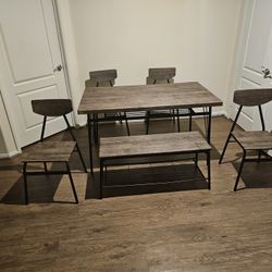 Kitchen Table Set. 4 Chairs 1 Bench