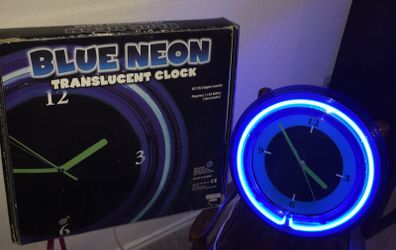Wall Blue Neon clock