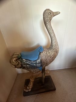 Large Resin Ostrich on wood base