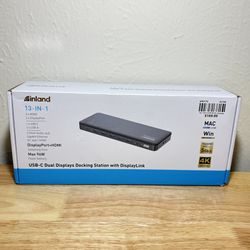 Inland 13-in-1 USB-C Dual Monitor Docking Station DisplayLink 4K 60Hz 96W PD
