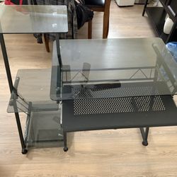 Glass Desk With Printer Stand