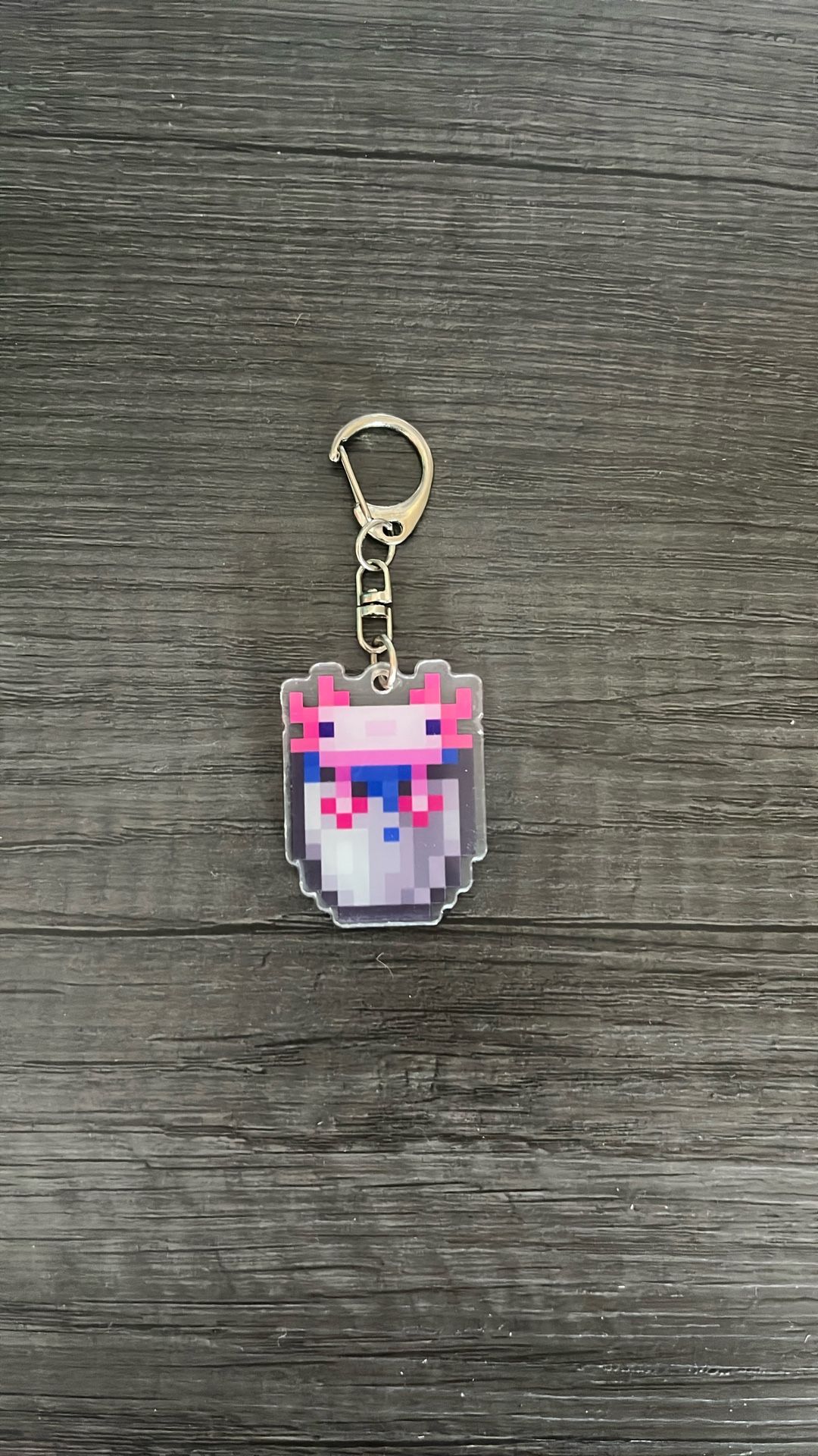Minecraft Axolotl Pink Bucket Keychain