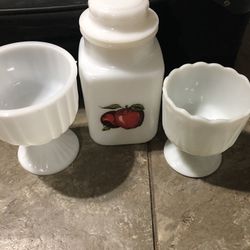 3 Pieces Milk Glass
