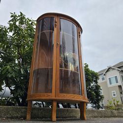 MARVELOUS Vintage Oak Display Curio Cabinet 2 Shelves