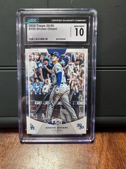 Shohei Ohtani 2024 Topps 50/50 #100 CGC 10 Gem Mint Home Run 50 Game Dodgers MVP