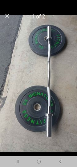 Ez Curl Bar and Bumper Plate 25 Lb Pair 