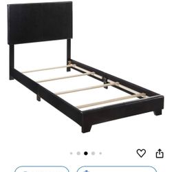 Twin Black Faux Leather Bed Frame 