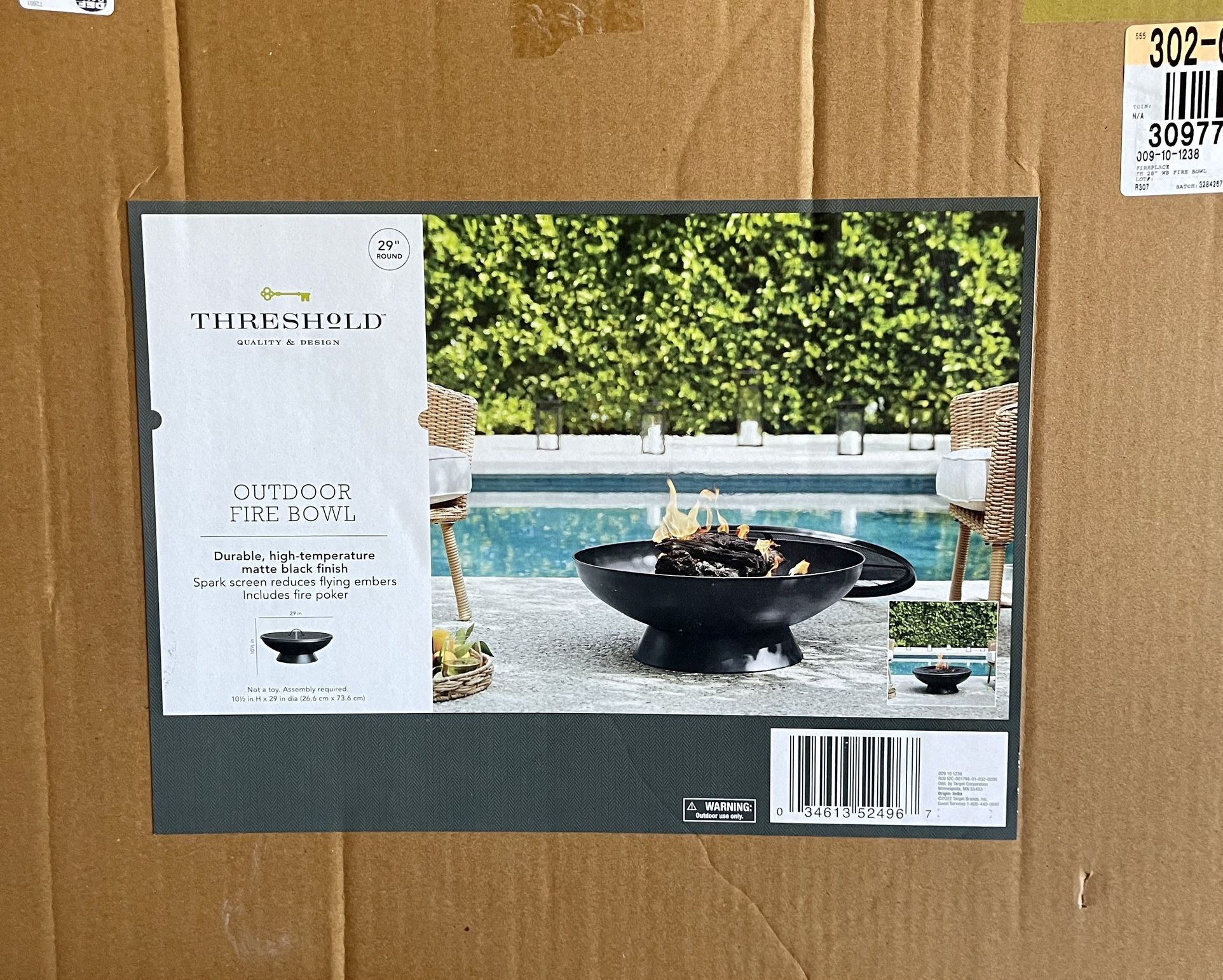 THRESHOLD Outdoor Fire Bowl 29 Inches Round