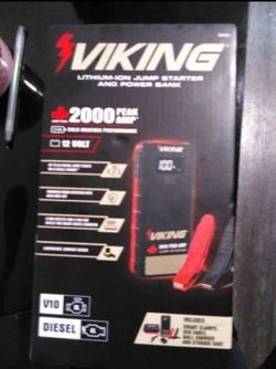 Viking Lithium Ion Car Jump Starter 2,000 W And Dual Portable Charger
